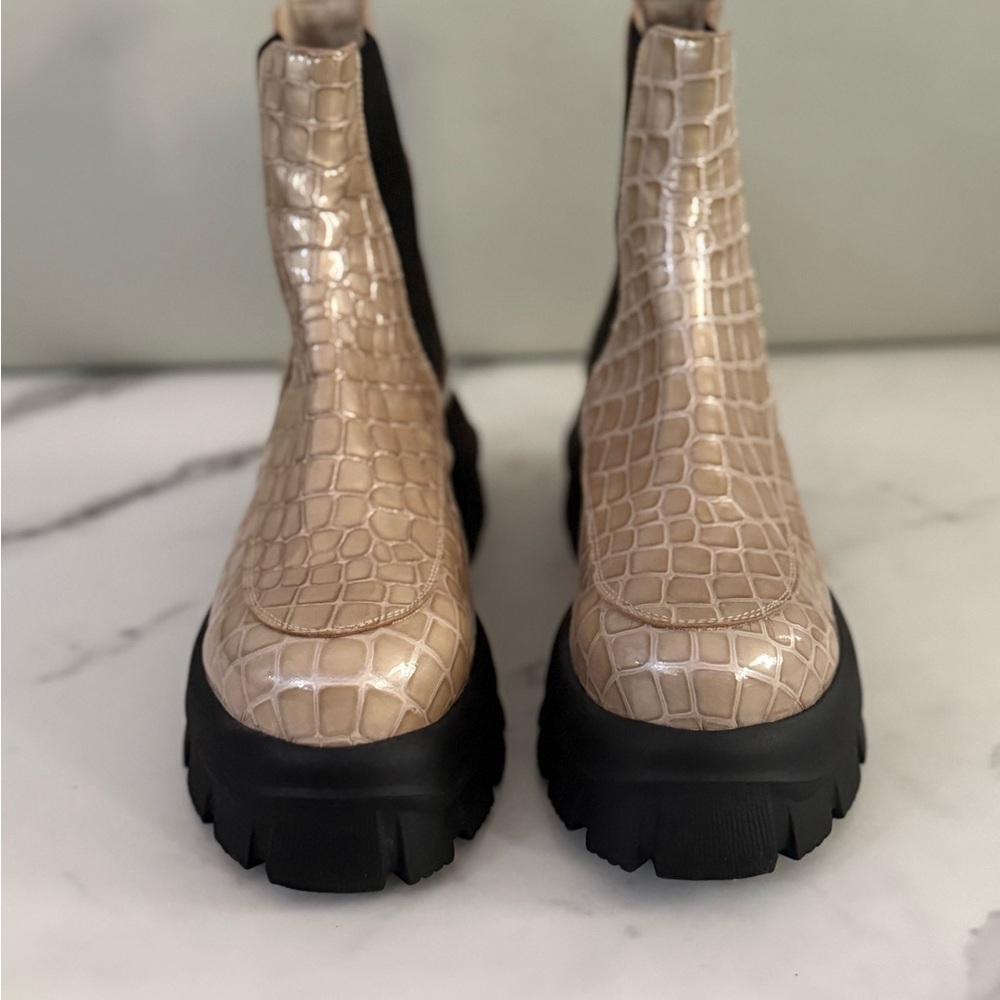 Topshop Alpha Patent Leather Croc Festival Chelsea Platform - Picture 2 of 6